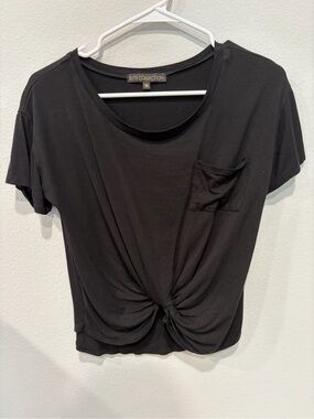Elite Collection Black Knot-Front Pocket Top